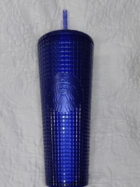 Starbucks Vibrant Blue Textured Tumbler with Straw